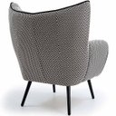 Ver imagem 6 de Poltrona para Sala Decorativa Kora Pés Palito Preto Linho Geométrico Preto/bege - Casaepoltrona