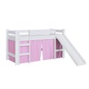 Ver imagem 1 de Cama Elevada com Escorregador e Cortina Rosa 202X210cm Branco