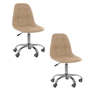 Kit 02 Cadeiras Office Eiffel Botonê Ajustável Base Giratória