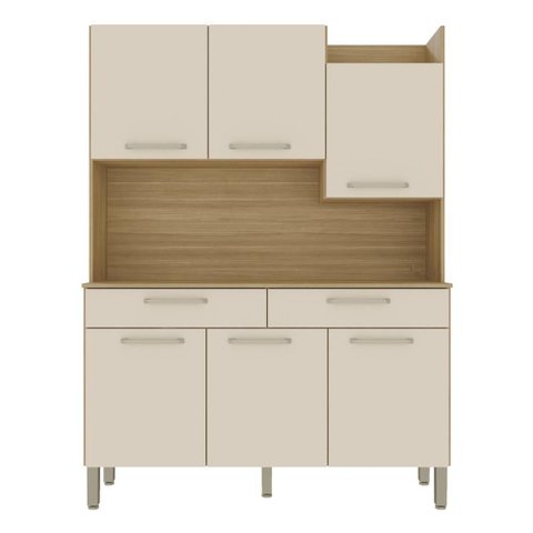 Armário de Cozinha Compacta Mdf 6 Portas Modena Plus - Freijó/soft