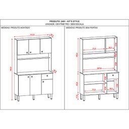 Kit Cozinha Ambiente Style 6 Portas Freijó Vanilla Ripado - Kits Paraná - 4