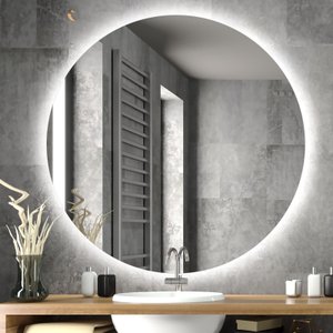 Espelho Redondo com Led Lapidado - 50 Cm