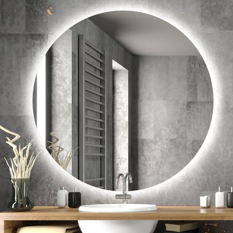 Espelho Redondo com Led Lapidado - 50 Cm