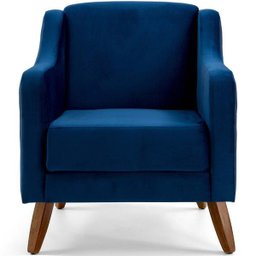 Poltrona de Sala Clara Pés Madeira Veludo Azul Royal - Casaepoltrona - 2