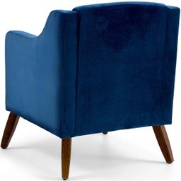 Poltrona de Sala Clara Pés Madeira Veludo Azul Royal - Casaepoltrona - 7