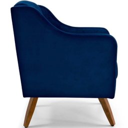 Poltrona de Sala Clara Pés Madeira Veludo Azul Royal - Casaepoltrona - 6