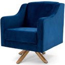 Ver imagem 3 de Poltrona de Sala Clara Base Giratória Giromad Veludo Azul Royal - Casaepoltrona
