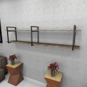 Ver imagem 1 de Estante Estilo Industrial para Sala - Aço Preto - 180x30x40cm - Modelo Ind39