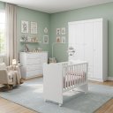 Ver imagem 1 de Quarto Infantil de Bebê Completo Guarda-roupa + Cômoda + Berço com Colchão - Phoenix Baby