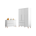 Ver imagem 7 de Quarto Infantil de Bebê Completo Branco 100% MDF Guarda-Roupa + Cômoda + Mesa de Apoio