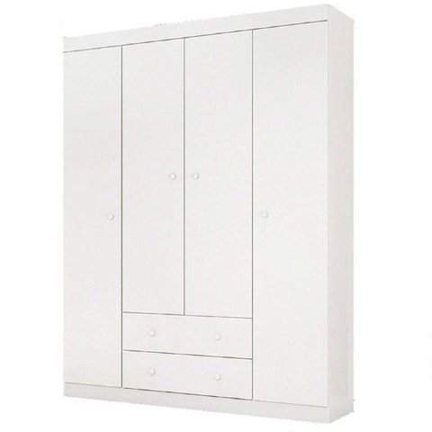 Roupeiro Elisa 4 Portas e 2 Gavetas para Quarto Infantil de Bebê Infantil - Phoenix Baby