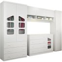 Ver imagem 1 de Quarto Infantil de Bebê Completo 4 Peças Cômoda + Guarda-roupa + Armário Aéreo Módulo 100% Mdf - Pho