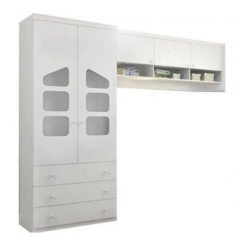 Guarda-roupa 2 Portas Eloisa 100% Mdf e Armário Aéreo Módulo para Quarto Infantil de Bebê - Phoenix
