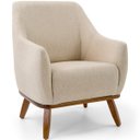 Ver imagem 1 de Poltrona Decorativa La Paloma Base Madeira Linho Bege - Nexta Casa