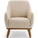 Ver imagem 2 de Poltrona Decorativa La Paloma Base Madeira Linho Bege - Nexta Casa