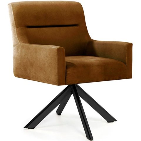 Poltrona Para Sala Angel Base Giratória Eiffel Preto Veludo Camel - casaepoltrona