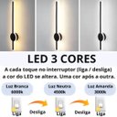 Ver imagem 6 de Luminária Arandela Parede 60cm Barra Led 24 Watts Gimpo Kjbd-163:preto