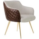 Ver imagem 1 de Poltrona De Sala Decorativa Jade Pés Palito Gold Corino Rústico Marrom/Linho Cru - casaepoltrona