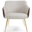 Ver imagem 2 de Poltrona De Sala Decorativa Jade Pés Palito Gold Corino Rústico Marrom/Linho Cru - casaepoltrona