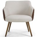 Ver imagem 2 de Poltrona De Sala Decorativa Jade Pés Palito Corino Rústico Marrom/Linho Cru - casaepoltrona