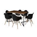 Ver imagem 6 de Mesa Jantar Industrial Amêndoa Retangular 137x90cm Base V Ferro Preto com 6 Poltronas P Marrom