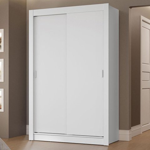 Guarda-roupa Solteiro 2 Portas de Correr 2 Gavetas Branco Vivare Madesa Branco