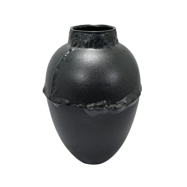 Vaso de Porcelana Esculpido Lisboa Preto - 31 cm - 1