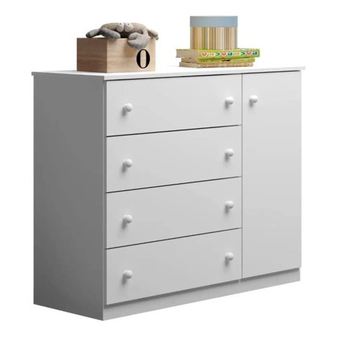 Cômoda Sapateira 4 Gavetas Helena Branco para Quarto Infantil de Bebê Infantil - Phoenix Baby
