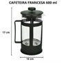 Cafeteira Francesa Prensa Grande 600ml Chaleira em Vidro Cremeira Cafe Cha Capuccino Bule French - 6