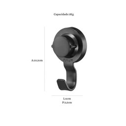 Gancho de Parede Multiuso com Ventosa 10,5 Cm Preto Fosco - 2