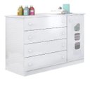Ver imagem 1 de Cômoda Sapateita Lívia Infantil 4 Gavetas e 1 Porta 100% MDF para Quarto de Bebê - Phoenix Baby