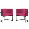 Kit 2 Poltronas Decorativa Sala de Estar Luana Base Preta Veludo Pink - Montanaris Decor Md Montanar - 1