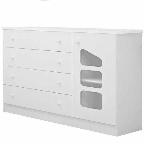 Cômoda Algodão Doce 100% MDF com 4 Gavetas para Quarto Infantil de Bebê - Phoenix Baby