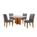 Ver imagem 2 de Conjunto Sala de Jantar Mesa Olímpia 90cm Tampo em Mdf Canto Copo e 4 Cadeiras Liz Moderna