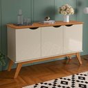 Ver imagem 1 de Buffet Aparador 122cm 3 Portas Pés Madeira Prism 1.2 Patrimar Off White/cinamomo