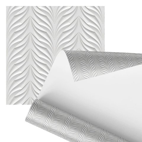Papel de Parede Adesivo Folhas 3d Minimalista Branco 2,80m