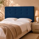 Ver imagem 1 de Cabeceira Decorativa Ivy para Cama de Casal 140 cm Suede Azul Marinho