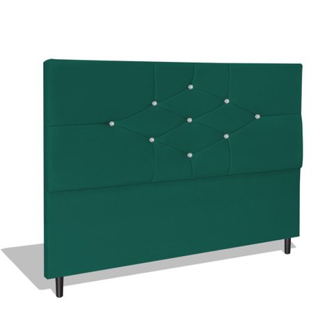 Cabeceira Estofada Box Casal Queen Size Encosto para Cama T Cross 164x126 Cm Azul Turquesa