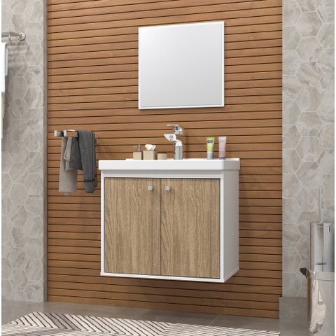 Gabinete Armario para Banheiro Bergamo 51cm com Cuba