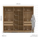 Ver imagem 3 de Guarda Roupa Casal com Espelho 6 Portas 100% MDF Off White e Carvalho Barcelona