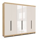 Ver imagem 2 de Guarda Roupa Casal com Espelho 6 Portas 100% MDF Off White e Carvalho Barcelona