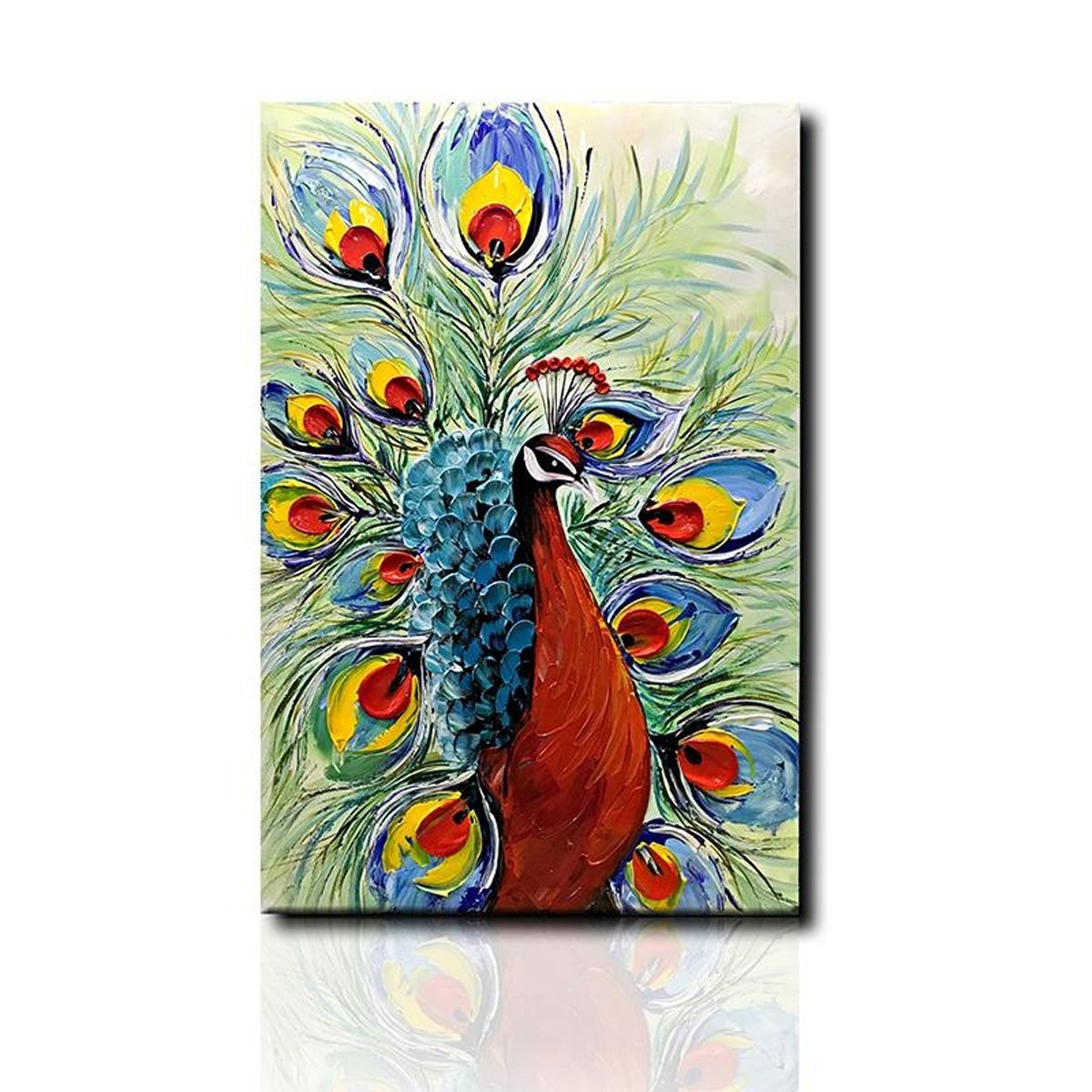 Quadro Pintura Tela multi-cor detalhes cauda pavão 5530: 110cm (A) x 160cm (L) - 2