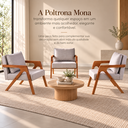 Ver imagem 4 de Poltrona Mona Premium Linho Cinza Pés de Madeira c/ Almofada