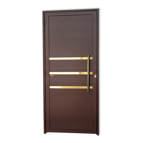 Porta Lambril c/Friso c/Puxador D. Super Marrom Corten Dourado 90 Brimak