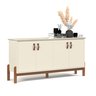 Buffet Aparador Balcão com Puxador em Couro para Sala Jantar Estar 4 Portas Sonetto - Offwhite - 7
