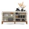 Buffet Aparador Balcão com Puxador em Couro para Sala Jantar Estar 4 Portas Sonetto - Offwhite - 6