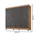 Ver imagem 2 de Guarda Roupa Roupeiro Casal 8 Portas 4 Gavetas Lite Freijó Cinza Móveis Leão