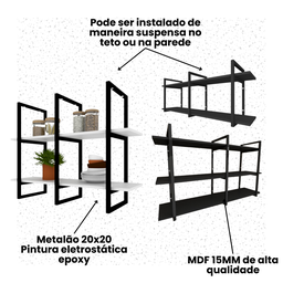 Prateleira Industrial para Cozinha - Aço Preto - 180x30x68cm - Modelo Ind32 - 4