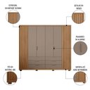 Ver imagem 2 de Guarda Roupa Casal 6 Portas Martin C01 Buriti/fendi - Mpozenato