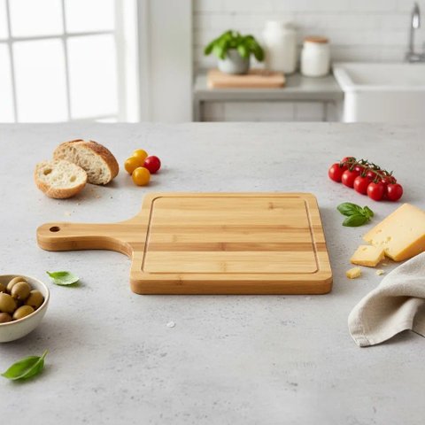 Tábua Corte Bambu com Alça para Carnes, Queijos e Legumes